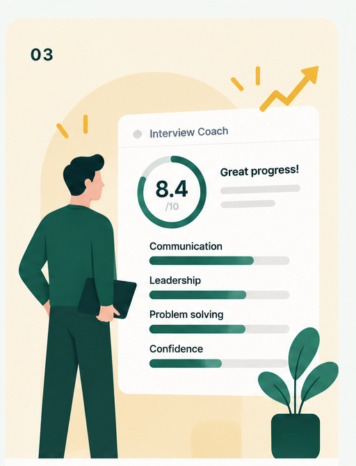 Professional reviewing interview coaching and progress