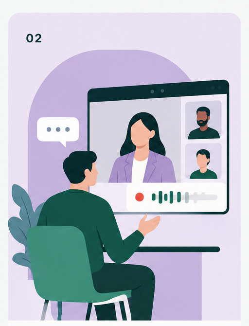 Professional rehearsing a video interview